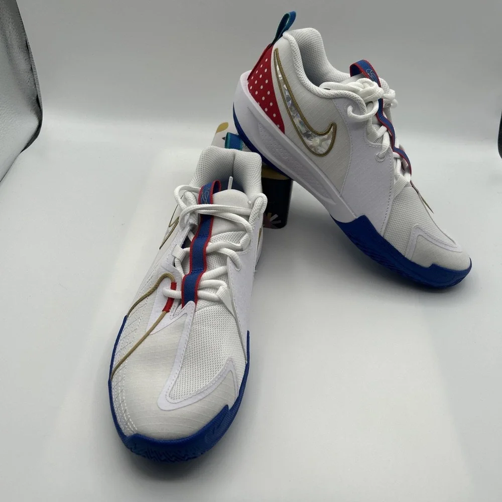 Nike Kids White Blue Gold Red Accent Sneakers